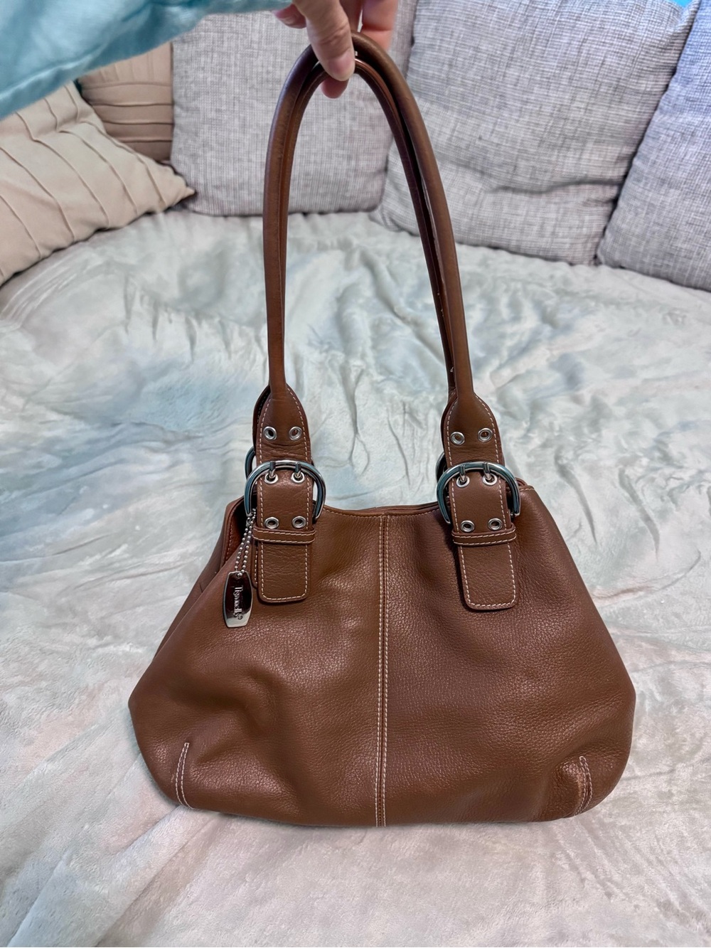 Tignanello Cognac Pebble Leather Vintage Shoulder Bag